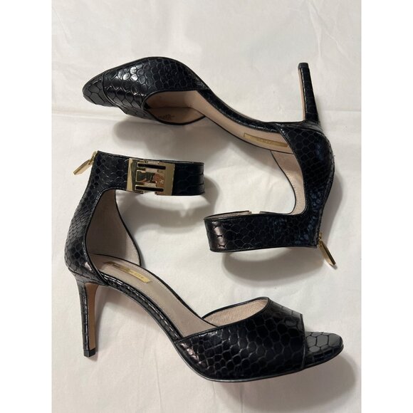Louise Et Cie Leather Snake Ankle Strap Heels 8 - Picture 5 of 13